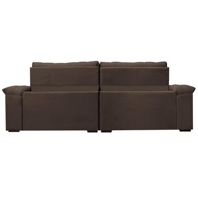 Sofá Retrátil E Reclinável 2,55m Molas Ensacadas Cama Inbox Big Home Com Bordado 3d Velusoft Café