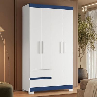 Armário De Quarto E Prateleiras 4 Portas Azul