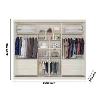 Guarda Roupa Casal Ripado 3 Portas Espelho Athenas Europa