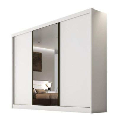 Guarda Roupa Casal Com 1 Porta Espelhada 8 Gavetas - Diamond-branco - Móveis Horizonte