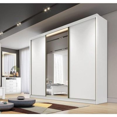Guarda Roupa Casal Com 1 Porta Espelhada 8 Gavetas - Diamond-branco - Móveis Horizonte
