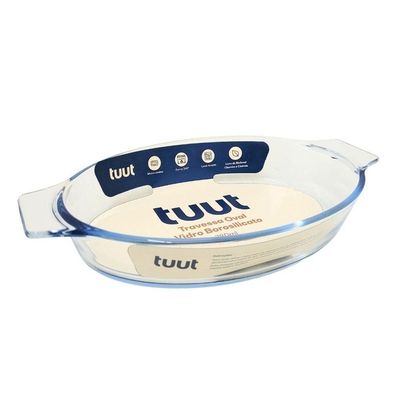 Travessa Oval Em Vidro Borossilicato Premium Com Alças 780ml Forno E Micro-ondas