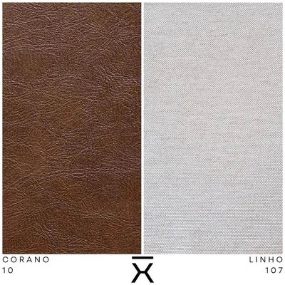 Poltrona Confortável Milena Base Madeira Linho Cru/corano Rústico Marrom - Nexta Casa