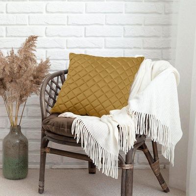 Almofada Tressê 50x50cm Veludo Amarelo - Nexta Casa