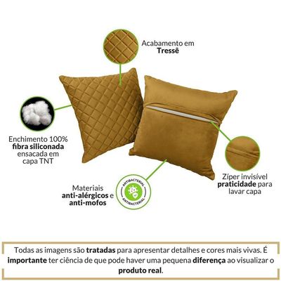 Almofada Tressê 50x50cm Veludo Amarelo - Nexta Casa