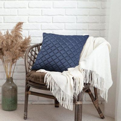 Almofada Tressê 50x50cm Veludo Azul - Nexta Casa