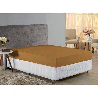 Lençol Com Elástico Casal Nobre Viúva 1 Peça 30cm De Altura Malha 100% Algodão - Cobre