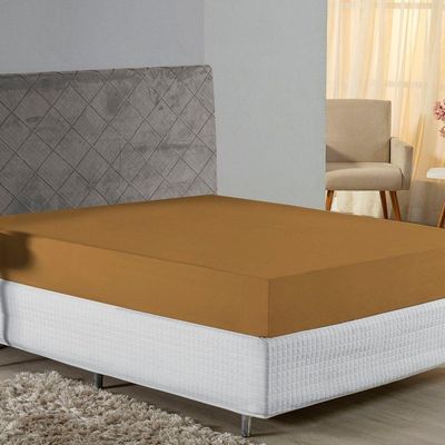 Lençol Com Elástico Casal Nobre Viúva 1 Peça 30cm De Altura Malha 100% Algodão - Cobre