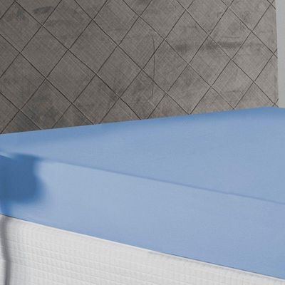 Lençol Com Elástico Queen Nobre 1 Peça 30cm De Altura Malha 100% Algodão - Azul-bebê
