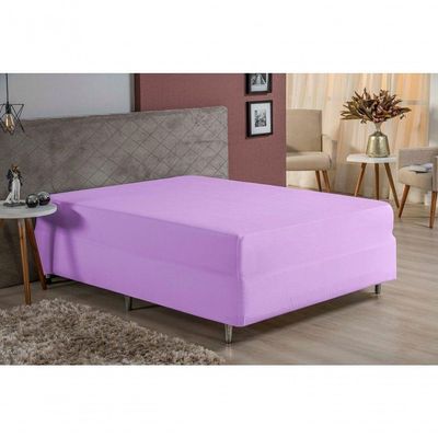 Lençol Com Elástico King Nobre 1 Peça Luva De Box 55cm De Altura Malha 100% Algodão - Lilás