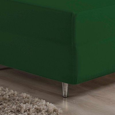Jogo De Cama King Nobre 3 Peças Luva De Box 55cm De Altura Malha 100% Algodão - Verde-bandeira