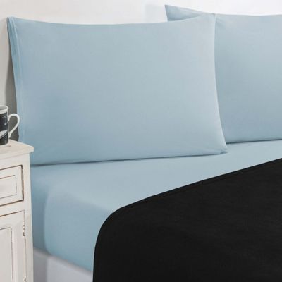 Jogo De Cama Malha Lençol 100% Algodão Gran Moratta 4 Peças Casal - Preto/Azul Bebê