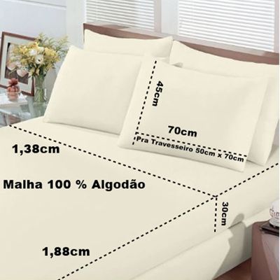 Jogo de Cama Buettner Casal Malha Basic Liso 3 Peças Perola