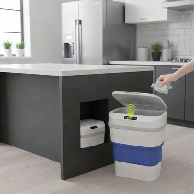 Lixeira Automática Dobrável com Sensor Azul