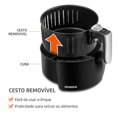 Fritadeira Elétrica Air Fryer 3.5 Litros Mondial AF30I Preta e Prata 127V 127V