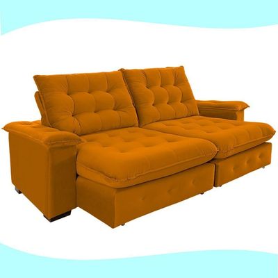 Sofá 3 Lugares Coliseu 2.00m Retrátil E Reclinável Super Pillow - Terra