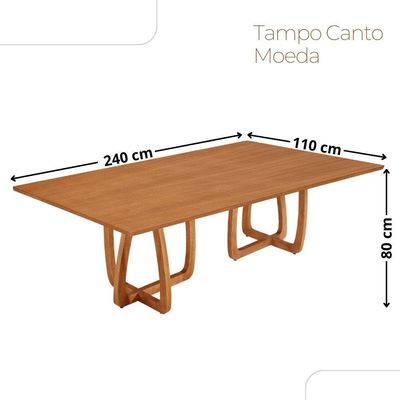 Mesa Para Sala De Jantar Flora Tampo Canto Moeda Laminado Cinamomo Imbuia