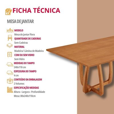 Mesa Para Sala De Jantar Flora Tampo Canto Moeda Laminado Cinamomo Imbuia