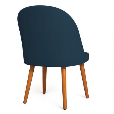 Kit 02 Cadeiras Poltrona De Jantar Luna Suede Pés Palito Castanho - Pallazio Cor Azul Marinho