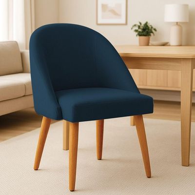 Kit 02 Cadeiras Poltrona De Jantar Luna Suede Pés Palito Castanho - Pallazio Cor Azul Marinho