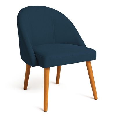 Kit 02 Cadeiras Poltrona De Jantar Luna Suede Pés Palito Castanho - Pallazio Cor Azul Marinho