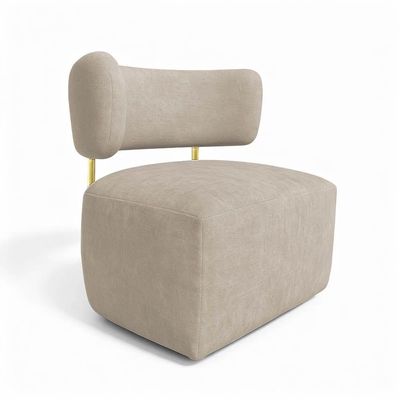 Poltrona Decorativa Orgânica Maya Linho Ferro Dourado - Pallazio Cor Bege