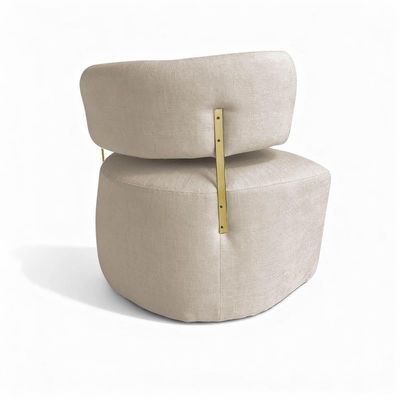 Poltrona Decorativa Orgânica Maya Linho Ferro Dourado - Pallazio Cor Bege