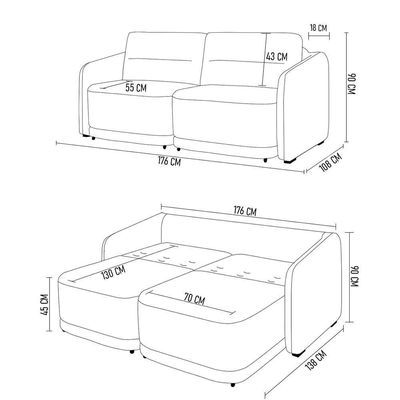 Sofá Cama Casal Para Sala 176cm Polska K04 Bouclê Bege Escuro - Mpozenato