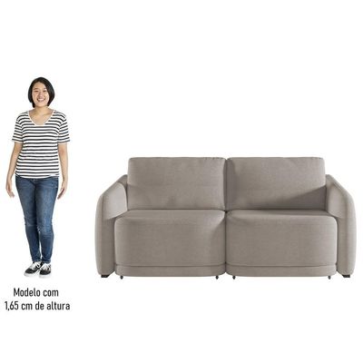 Sofá Cama Casal Para Sala 176cm Polska K04 Bouclê Bege Escuro - Mpozenato