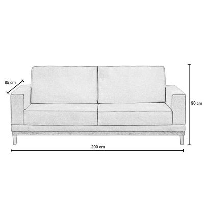 Sofá Living 200cm 3 Lugares Kayrós D05 Suede Cinza - Mpozenato