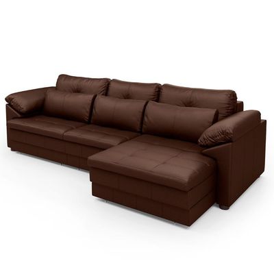 Sofá Retrátil 3 Lugares Para Sala 257cm Dijon Couro Caramelo S07 - Mpozenato