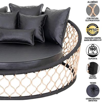 1 Chaise 6 Almofadas + 2 Poltronas + Mesa Madeira Alumínio