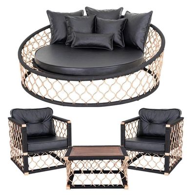 1 Chaise 6 Almofadas + 2 Poltronas + Mesa Madeira Alumínio
