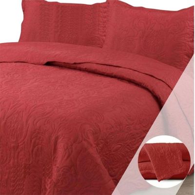 Cobre Leito Colcha King Pratika Dupla Face 03 Peças - Terracota - 100% Poliéster