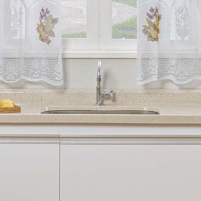 Cortina De Janela Flores Em Renda Com Bandô E Transfer 1,20m X 2,50m 100% Poliéster - Flores