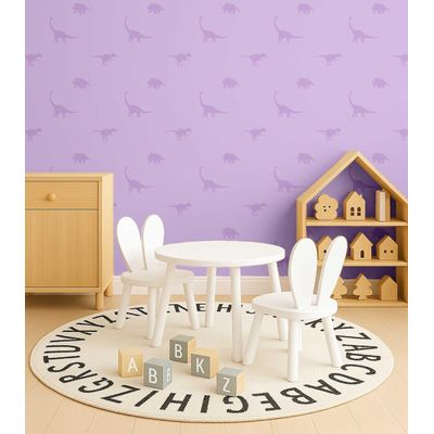 Papel de Parede Estampa de Dinossauro Roxo, Vinil Autoadesivo Liso, Revestimento Fácil DIY para Quarto Infantil e Brinquedoteca - S4Sassy 63,5 cm (L) × 304,8 cm (C) / Roxo - Vinil Liso