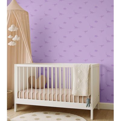 Papel de Parede Estampa de Dinossauro Roxo, Vinil Autoadesivo Liso, Revestimento Fácil DIY para Quarto Infantil e Brinquedoteca - S4Sassy 63,5 cm (L) × 304,8 cm (C) / Roxo - Vinil Liso