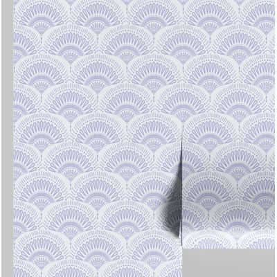 Papel de Parede Leque Radial Estilo Asiático Autoadesivo, Revestimento Decorativo, Decoração DIY Fácil para Quarto e Sala, Roxo - S4Sassy 63,5 cm (L) × 609,6 cm (C) / Roxo - Vinil Liso