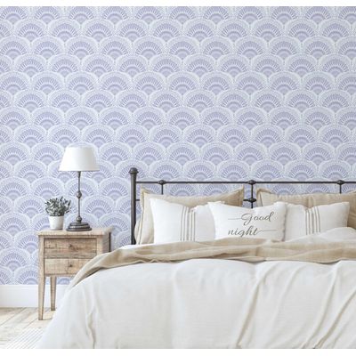 Papel de Parede Leque Radial Estilo Asiático Autoadesivo, Revestimento Decorativo, Decoração DIY Fácil para Quarto e Sala, Roxo - S4Sassy 63,5 cm (L) × 609,6 cm (C) / Roxo - Vinil Liso