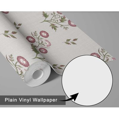 Papel de Parede Botânico Estilo Asiático Vinílico Autoadesivo, Revestimento Decorativo Fácil de Aplicar para Quarto e Sala, Rosa - S4Sassy 63,5 cm (L) × 304,8 cm (C) / Rosa - Vinil Texturizado