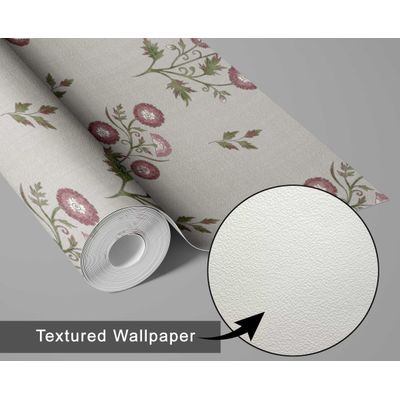 Papel de Parede Botânico Estilo Asiático Vinílico Autoadesivo, Revestimento Decorativo Fácil de Aplicar para Quarto e Sala, Rosa - S4Sassy 63,5 cm (L) × 304,8 cm (C) / Rosa - Vinil Texturizado