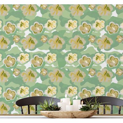 Decoração de Parede Verde Contemporânea Removível, Rolo Vinílico Autoadesivo Impermeável Contact Floral para Armários e Cômoda - S4sassy 63,5 cm (L) × 152,4 cm (C) / Verde - Vinil Liso