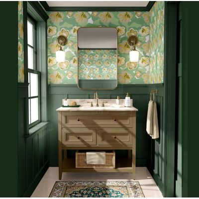 Decoração de Parede Verde Contemporânea Removível, Rolo Vinílico Autoadesivo Impermeável Contact Floral para Armários e Cômoda - S4sassy 63,5 cm (L) × 152,4 cm (C) / Verde - Vinil Liso