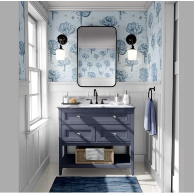 Papel de Parede Vinílico Autoadesivo Esboço Artístico de Dália - Revestimento Decorativo Azul Fácil de Aplicar para Quarto e Sala - S4Sassy 63,5 cm (L) × 152,4 cm (C) / Azul - Vinil Texturizado