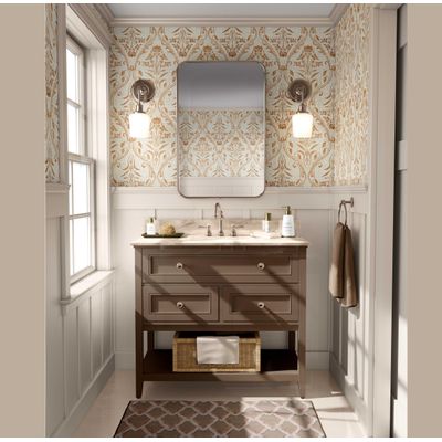 Papel de Parede Floral em Arco Marrom, Vinil Autoadesivo, DIY Fácil Para Quarto Estilo Farmhouse, Sala, Armários e Ambientes - S4Sassy 63,5 cm (L) × 914,4 cm (C) / Marrom - Vinil Liso