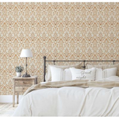 Papel de Parede Floral em Arco Marrom, Vinil Autoadesivo, DIY Fácil Para Quarto Estilo Farmhouse, Sala, Armários e Ambientes - S4Sassy 63,5 cm (L) × 914,4 cm (C) / Marrom - Vinil Liso