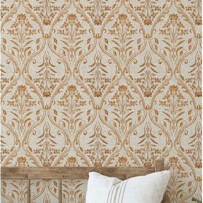 Papel de Parede Floral em Arco Marrom, Vinil Autoadesivo, DIY Fácil Para Quarto Estilo Farmhouse, Sala, Armários e Ambientes - S4Sassy 63,5 cm (L) × 914,4 cm (C) / Marrom - Vinil Liso