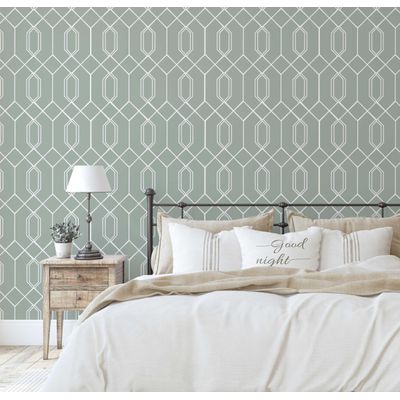 Papel de Parede Autoadesivo Verde - Estampa de Hexágonos - Vinil Removível DIY - Papel Contact para Entrada - Decoração Fácil - S4sassy 63,5 cm (L) × 152,4 cm (C) / Verde - Vinil Liso