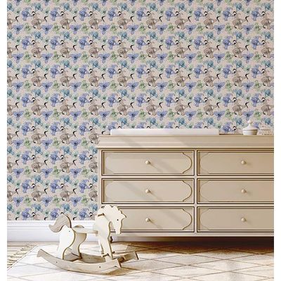 Papel Adesivo de Parede Estampa Lírios Botânicos Vinílico Impermeável Removível Mix Pastel para Inquilinos Quarto e Sala de Jantar - S4sassy 63,5 cm (L) × 152,4 cm (C) / Azul - Vinil Texturizado