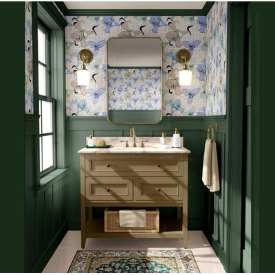 Papel Adesivo de Parede Estampa Lírios Botânicos Vinílico Impermeável Removível Mix Pastel para Inquilinos Quarto e Sala de Jantar - S4sassy 63,5 cm (L) × 152,4 cm (C) / Azul - Vinil Texturizado